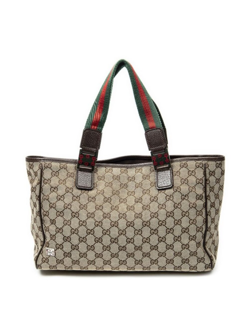 Gucci Web Medium Pop Tote Brown Beige GG Canvas